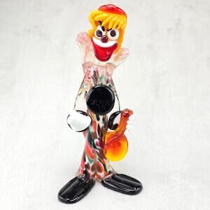 Vintage Hand blown Italian Murano glass clown sculpture